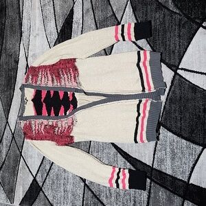 BKE AZTEC METALLIC SHIMMER OPEN CARDIGAN SWEATER